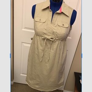 Maternity sleeveless khaki stretch dress